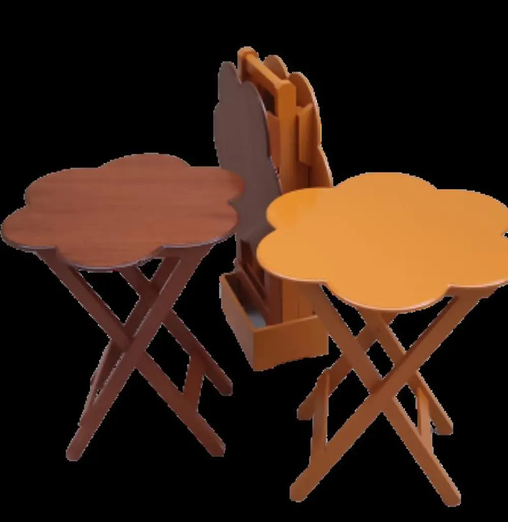 Zigon Çanta 90106 Sehpa Papatya Model Dörtlü Ahşap MDF Ceviz-Hard