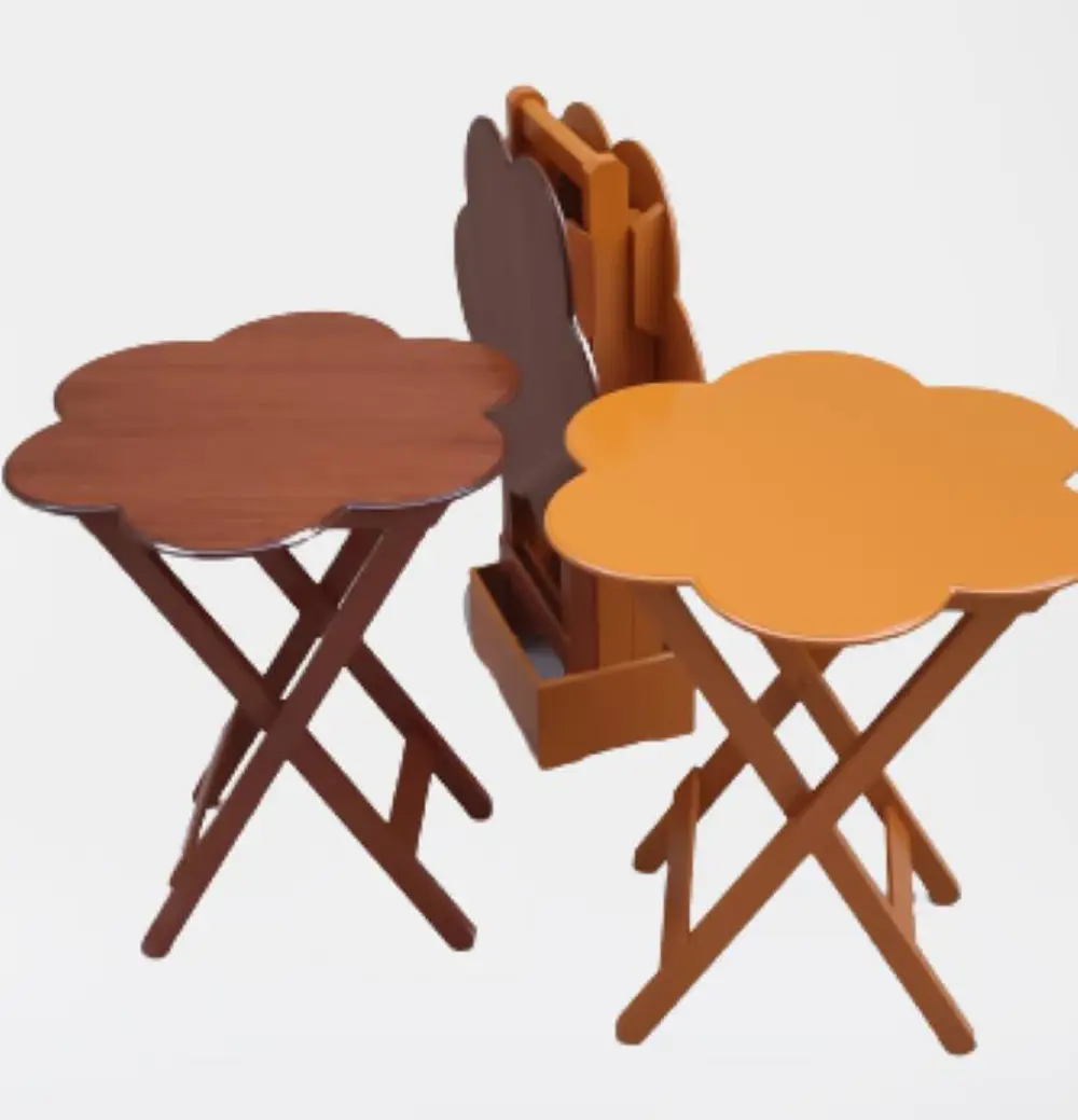 Zigon Çanta 90106 Sehpa Papatya Model Dörtlü Ahşap MDF Ceviz-Hard