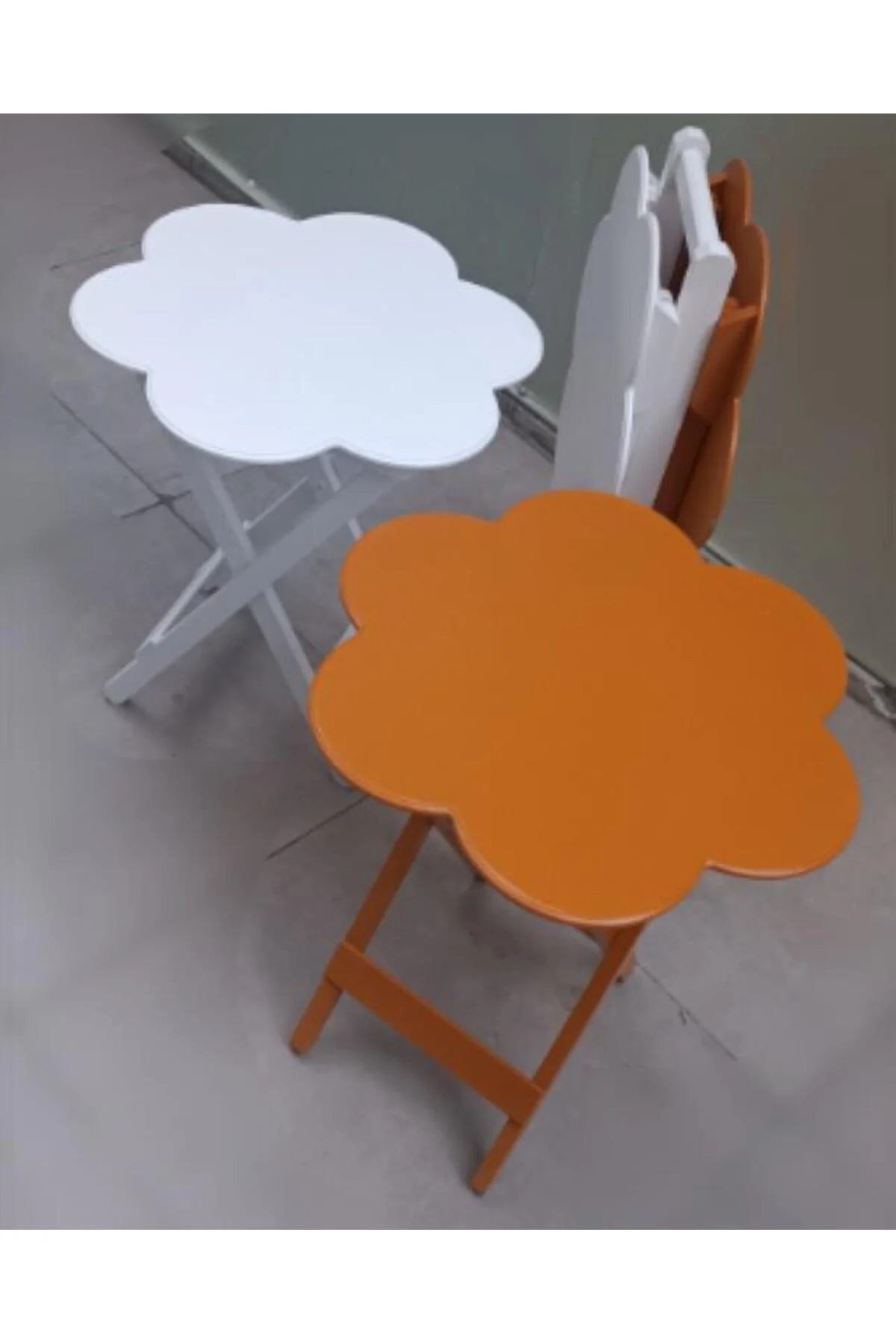Zigon Çanta 90107 Papatya Sehpa Model Ahşap MDF Beyaz-Hardal Renk Uyum El Yapım - Görsel 3