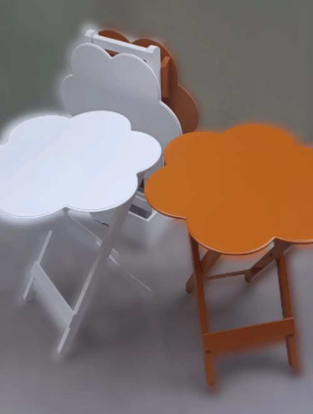 Zigon Çanta 90107 Papatya Sehpa Model Ahşap MDF Beyaz-Hardal Renk