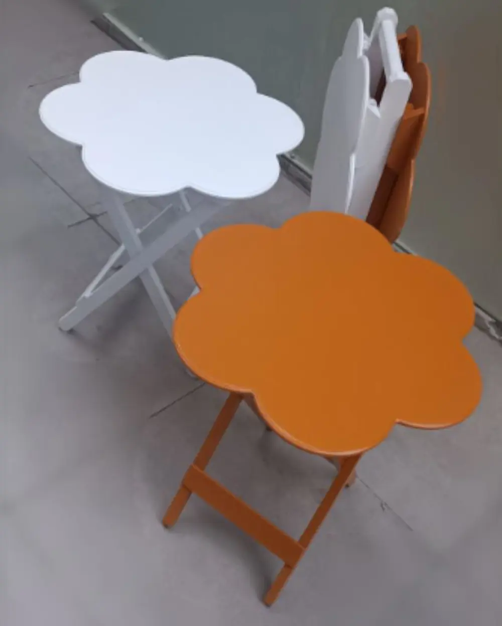 Zigon Çanta 90107 Papatya Sehpa Model Ahşap MDF Beyaz-Hardal Renk