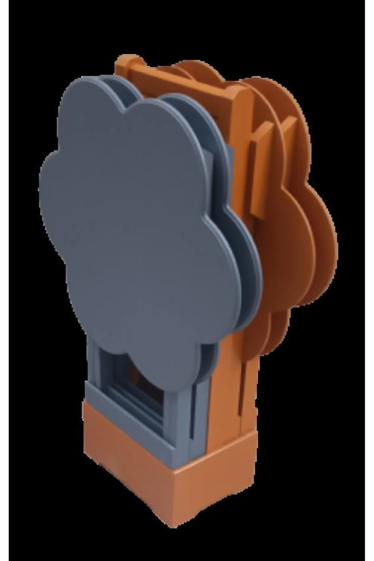 Zigon Çanta 90108 Sehpa Papatya Model Ahşap MDF Gri ve Hardal Renk Uyum El Yapım - Görsel 4