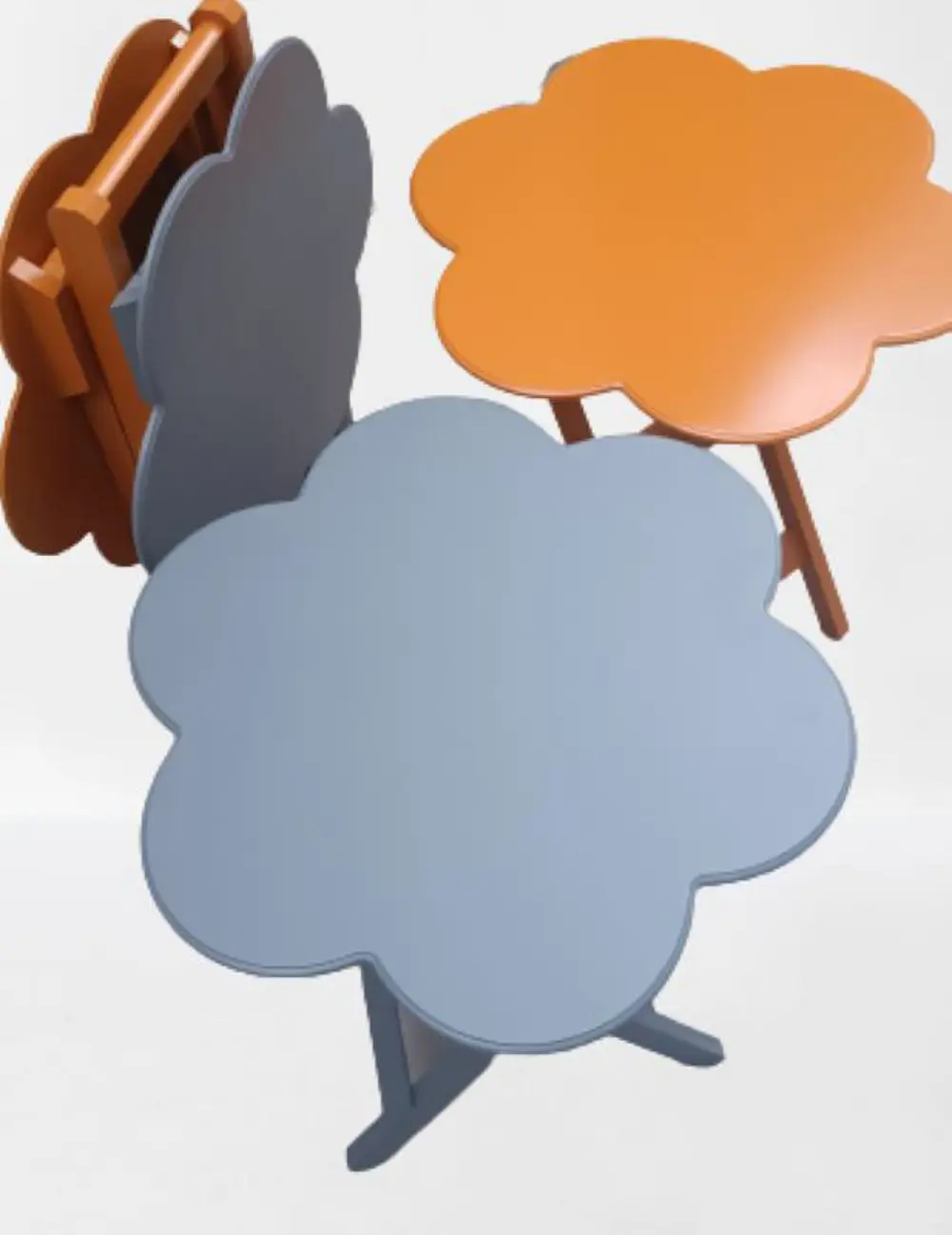 Zigon Çanta 90108 Sehpa Papatya Model Ahşap MDF Gri ve Hardal Ren