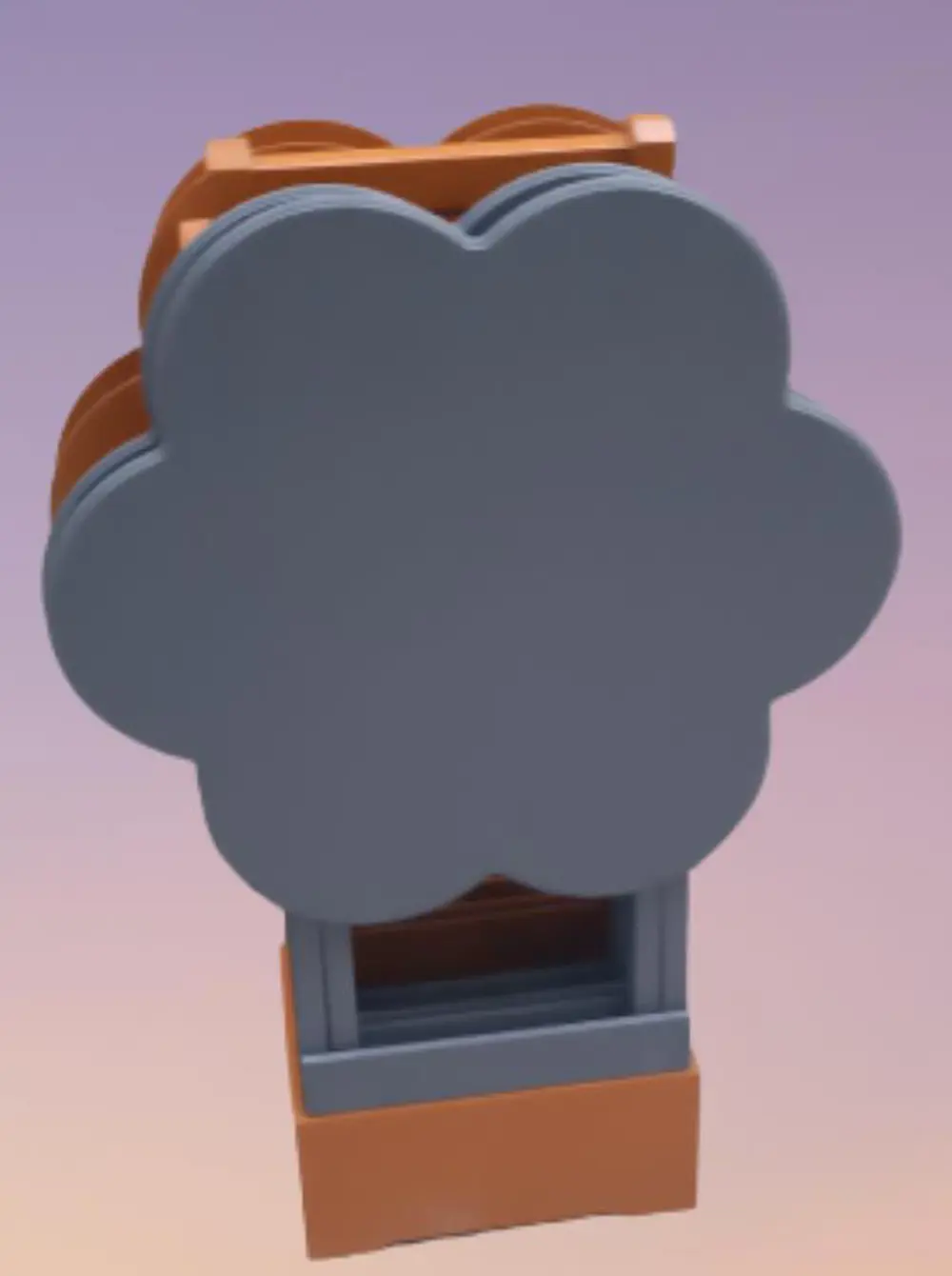 Zigon Çanta 90108 Sehpa Papatya Model Ahşap MDF Gri ve Hardal Ren