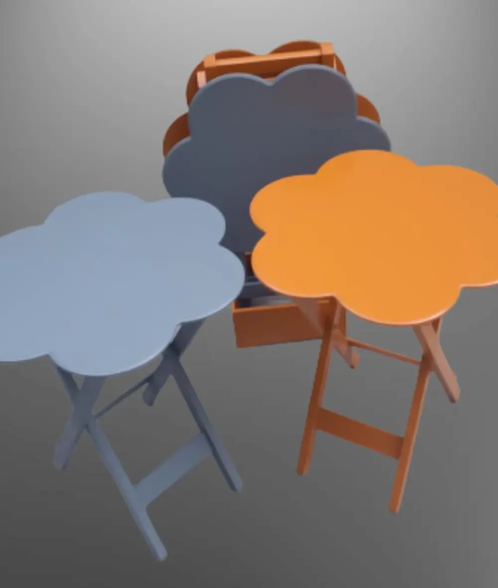 Zigon Çanta 90108 Sehpa Papatya Model Ahşap MDF Gri ve Hardal Ren