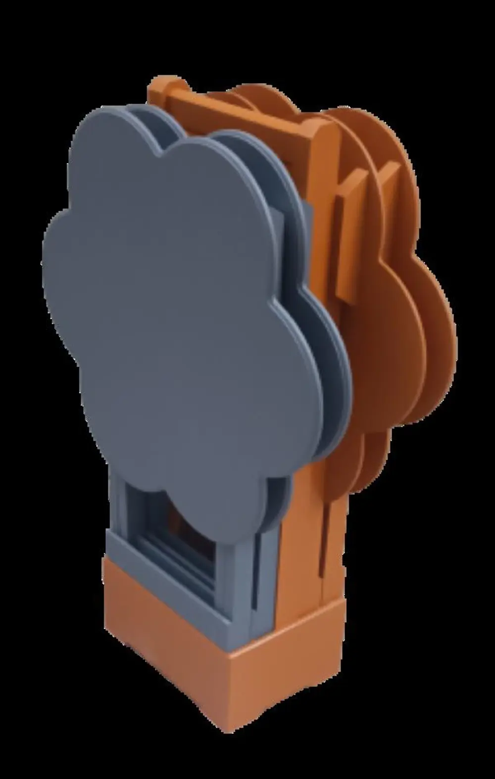 Zigon Çanta 90108 Sehpa Papatya Model Ahşap MDF Gri ve Hardal Ren