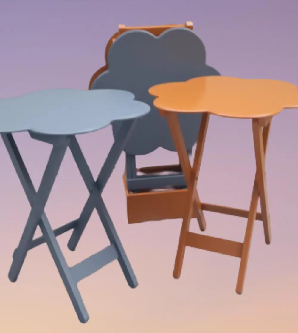 Zigon Çanta 90108 Sehpa Papatya Model Ahşap MDF Gri ve Hardal Ren