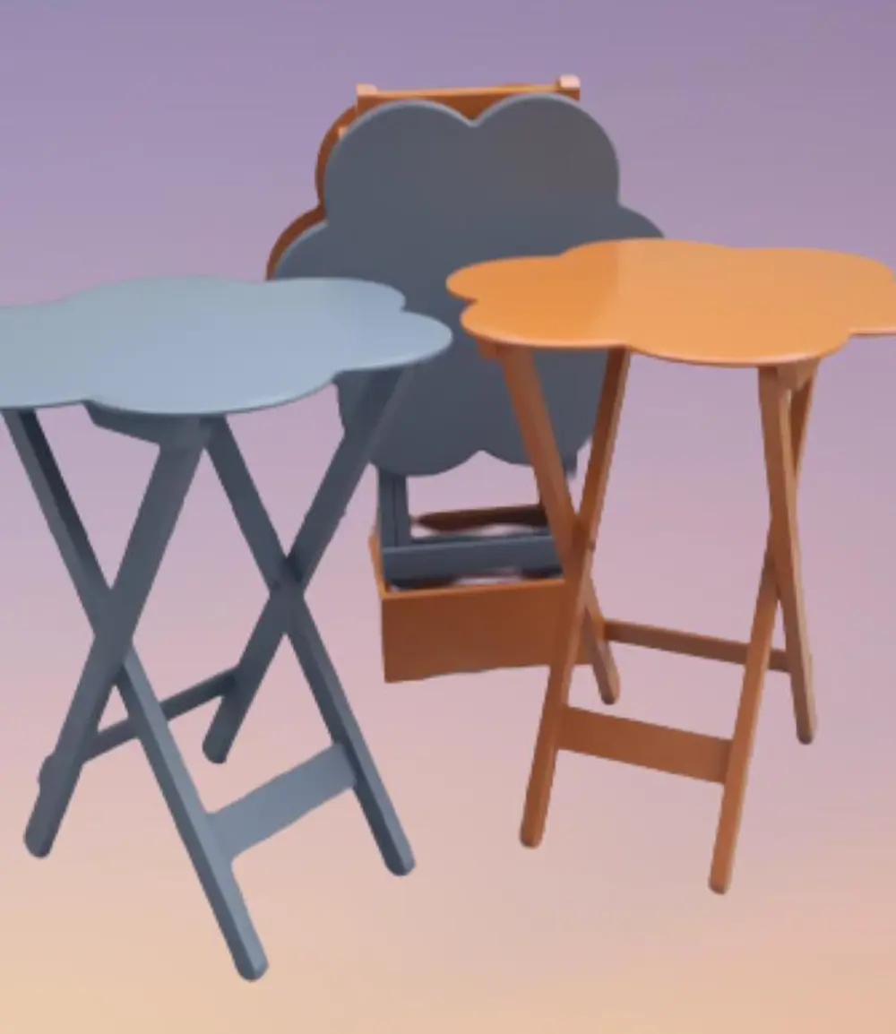 Zigon Çanta 90108 Sehpa Papatya Model Ahşap MDF Gri ve Hardal Ren