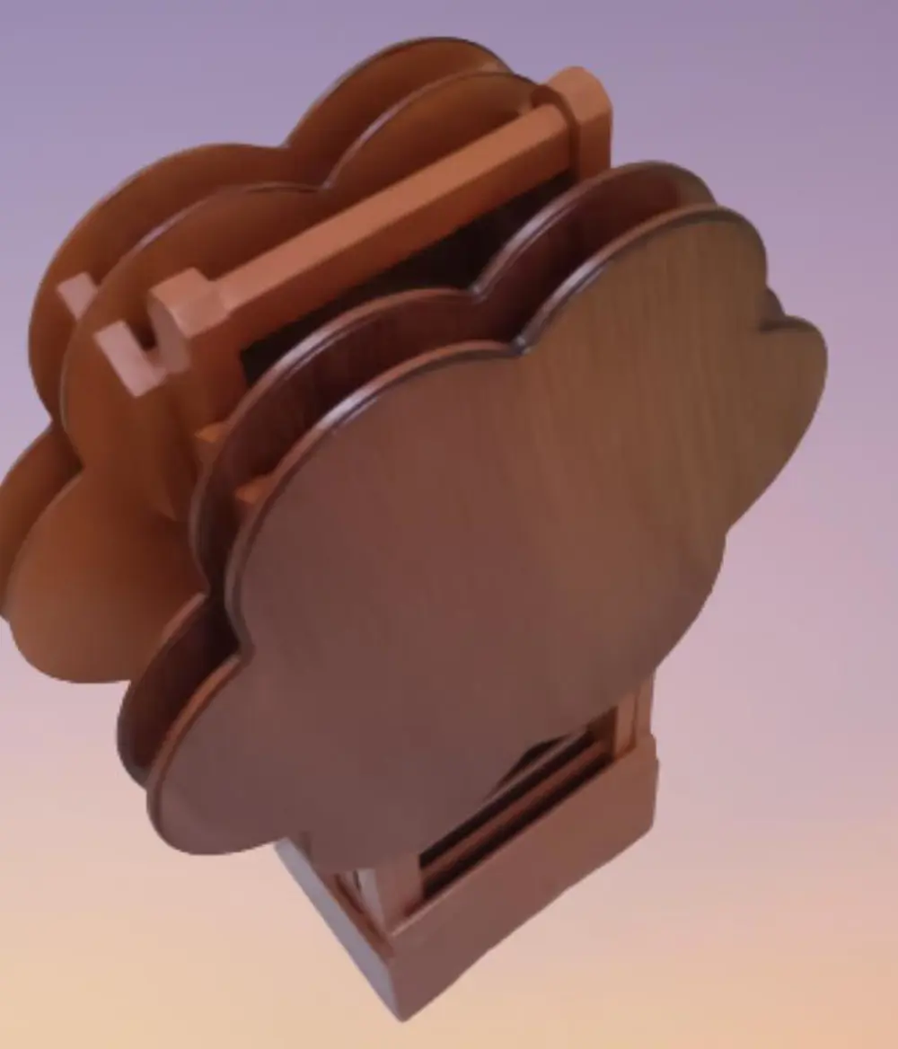 Zigon Çanta 90111 Papatya Dörtlü Model Ahşap MDF nature Ceviz Ren