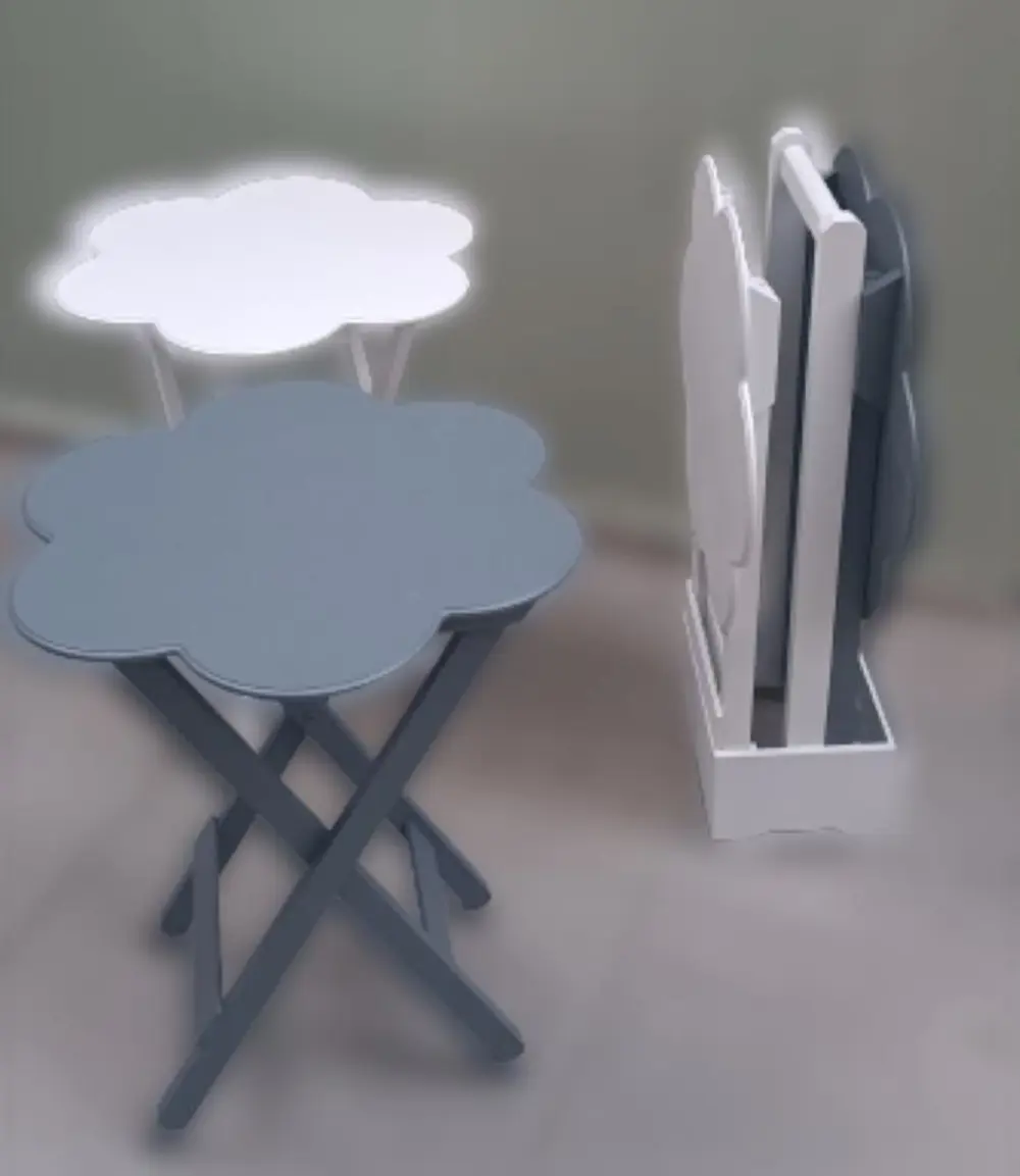 Zigon Çanta 90112 Papatya sehpa Model Ahşap Mdf Beyaz ve Gri Renk