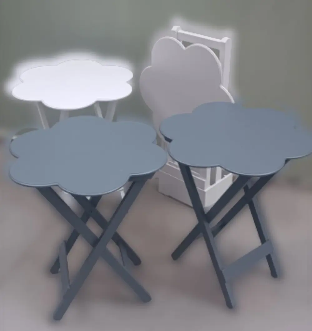 Zigon Çanta 90112 Papatya sehpa Model Ahşap Mdf Beyaz ve Gri Renk