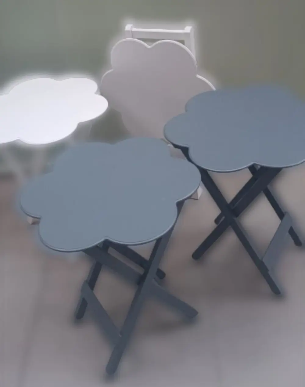 Zigon Çanta 90112 Papatya sehpa Model Ahşap Mdf Beyaz ve Gri Renk