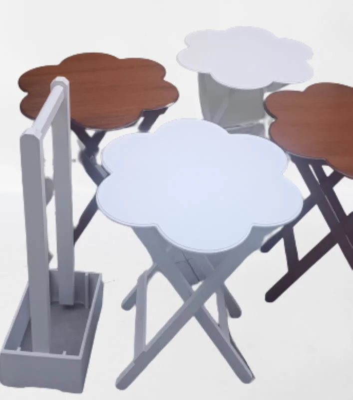 Zigon Çanta 90113 Papatya sehpa Dörtlü Model Ahşap MDF Ceviz Beyaz Uyumu El Yapım