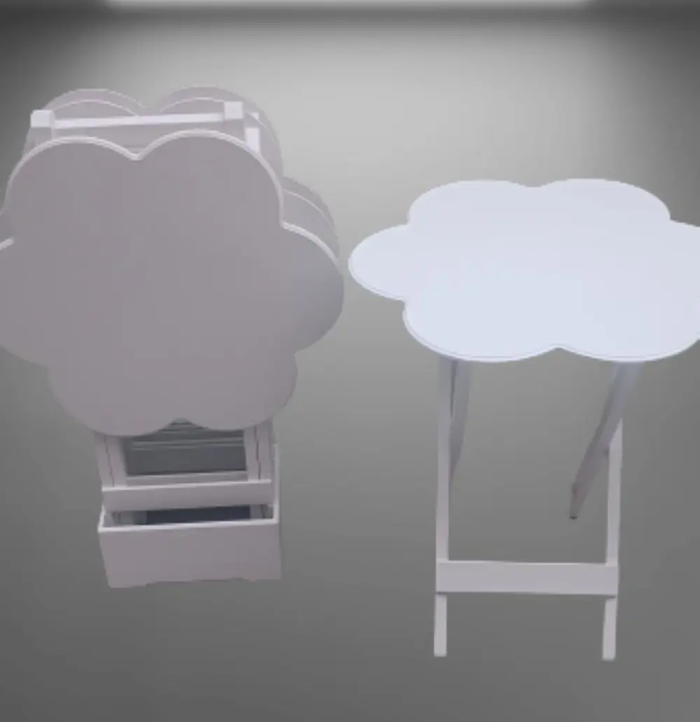 Zigon Çanta 90114 Sehpa Papatya Dörtlü Model Ahşap MDF Parlak Bey