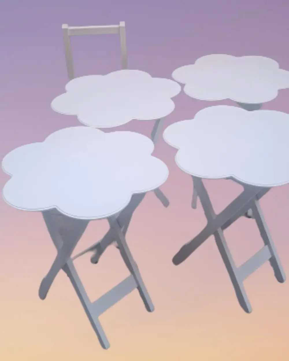 Zigon Çanta 90114 Sehpa Papatya Dörtlü Model Ahşap MDF Parlak Bey