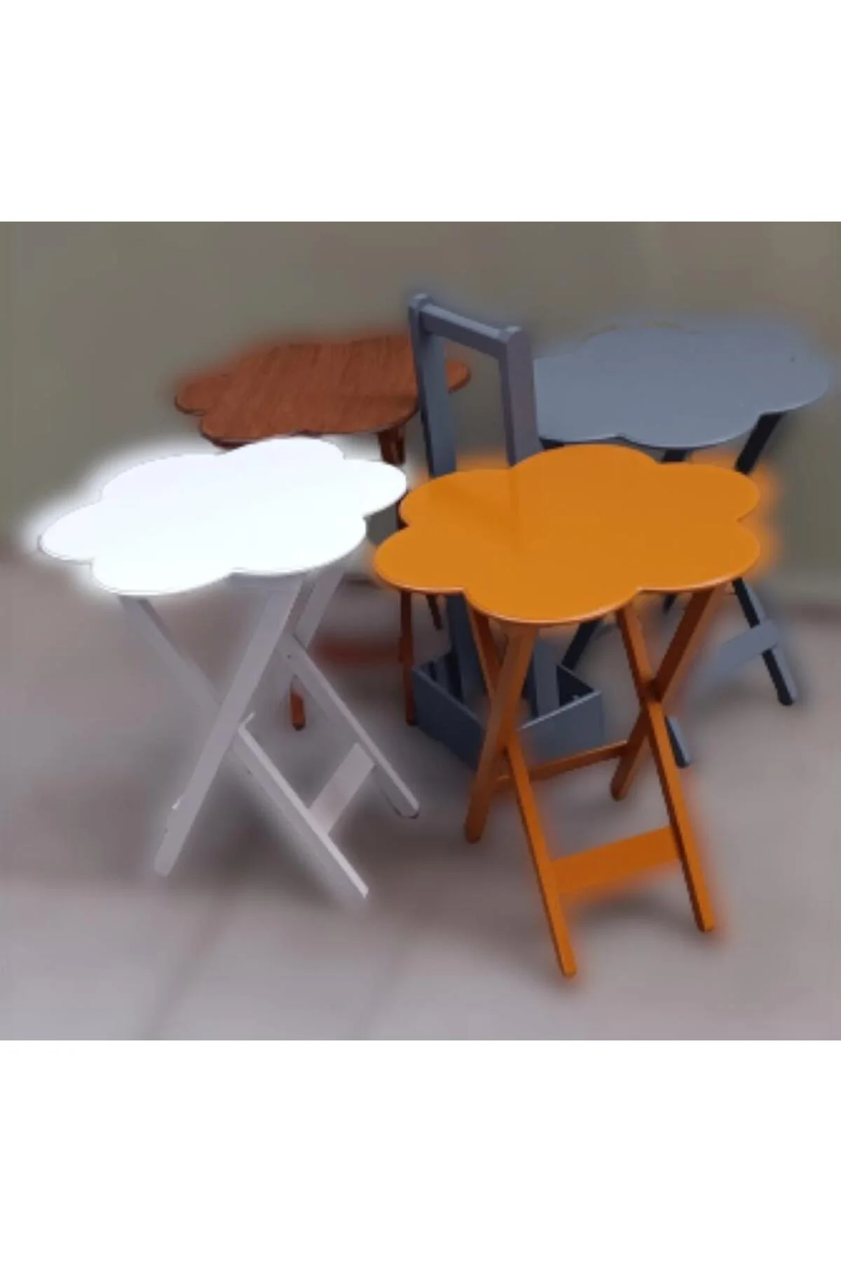 Zigon Çanta 90115 Sehpa Papatya Ahşap Mdf 4Renk Ceviz Hardal Beyaz-Gri Renk Uyum - Görsel 4
