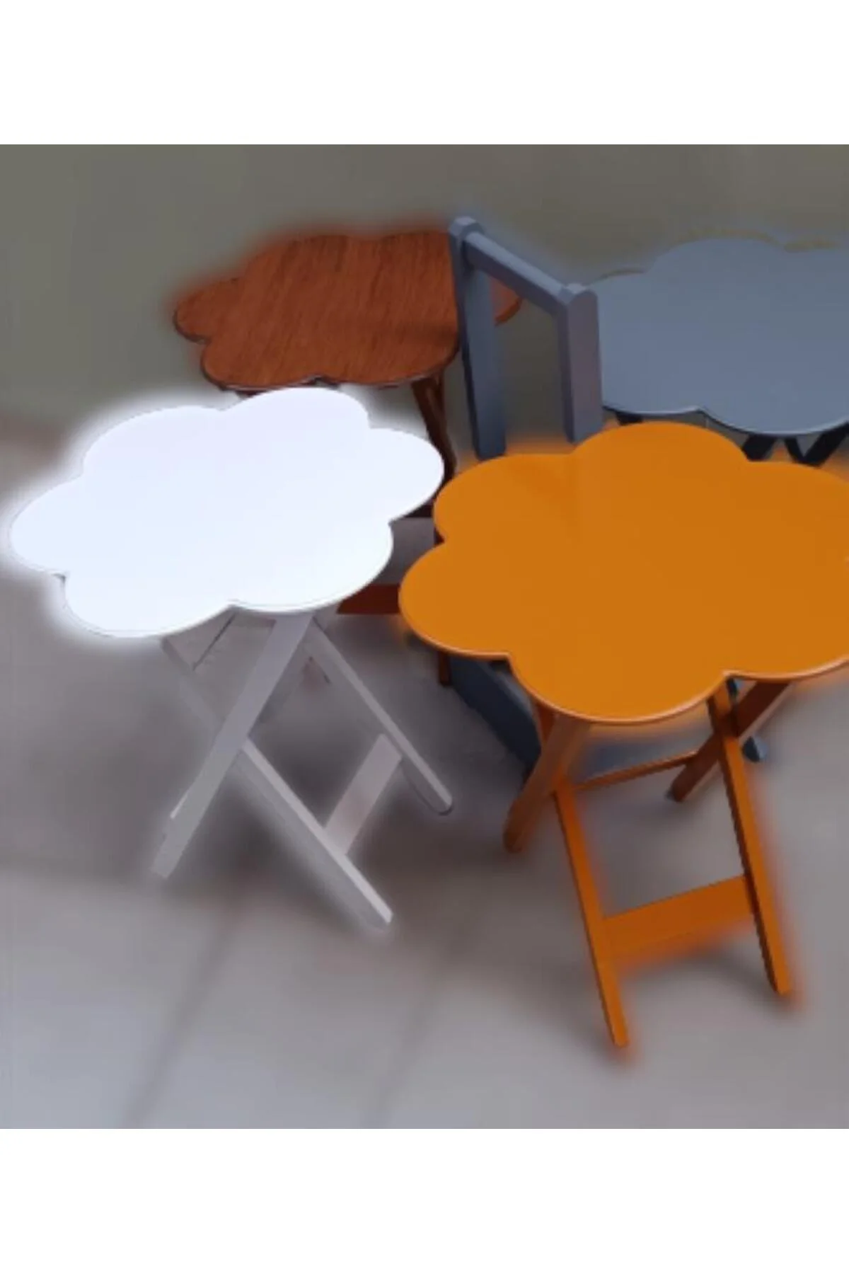 Zigon Çanta 90115 Sehpa Papatya Ahşap Mdf 4Renk Ceviz Hardal Beyaz-Gri Renk Uyum - Görsel 3