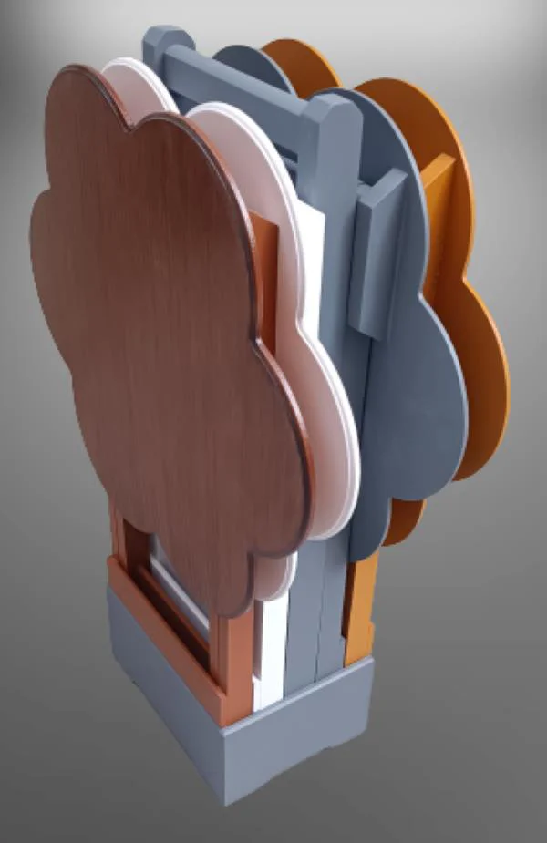 Zigon Çanta 90115 Sehpa Papatya Ahşap Mdf 4Renk Ceviz Hardal Beyaz-Gri Renk Uyum