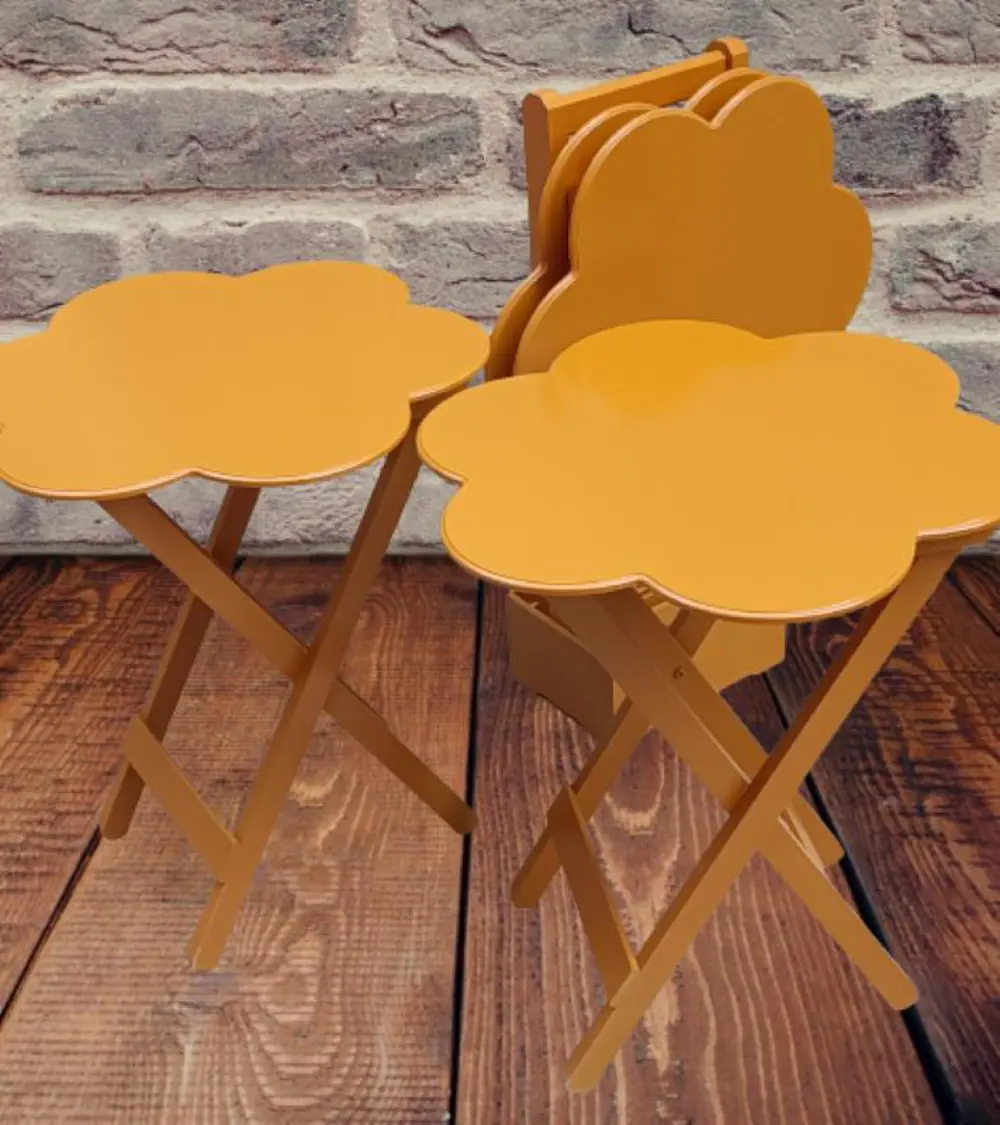 Zigon Çanta 90116 Papatya Dörtlü Model Ahşap Mdf Hardal Renk Uyum