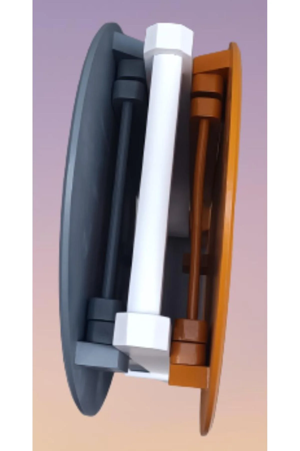 Zigon Çanta 90117 Sehpa Oval Model 2li Tk Ahşap Mdf Hardal-Gri Renk Uyum El Yapım - Görsel 5