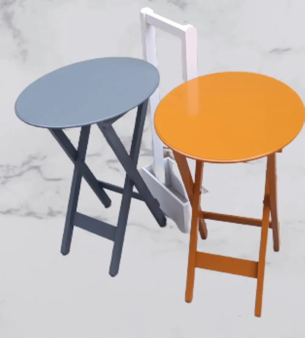 Zigon Çanta 90117 Sehpa Oval Model 2li Tk Ahşap Mdf Hardal-Gri Re