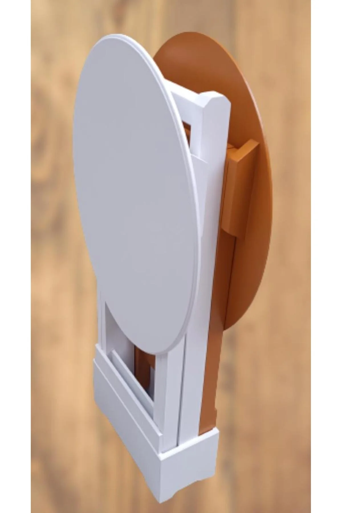 Zigon Çanta 90119 Sehpa Oval Model 2ili Takım Mdf Hardal-Beyaz Renk Uyum El Yapım - Görsel 5