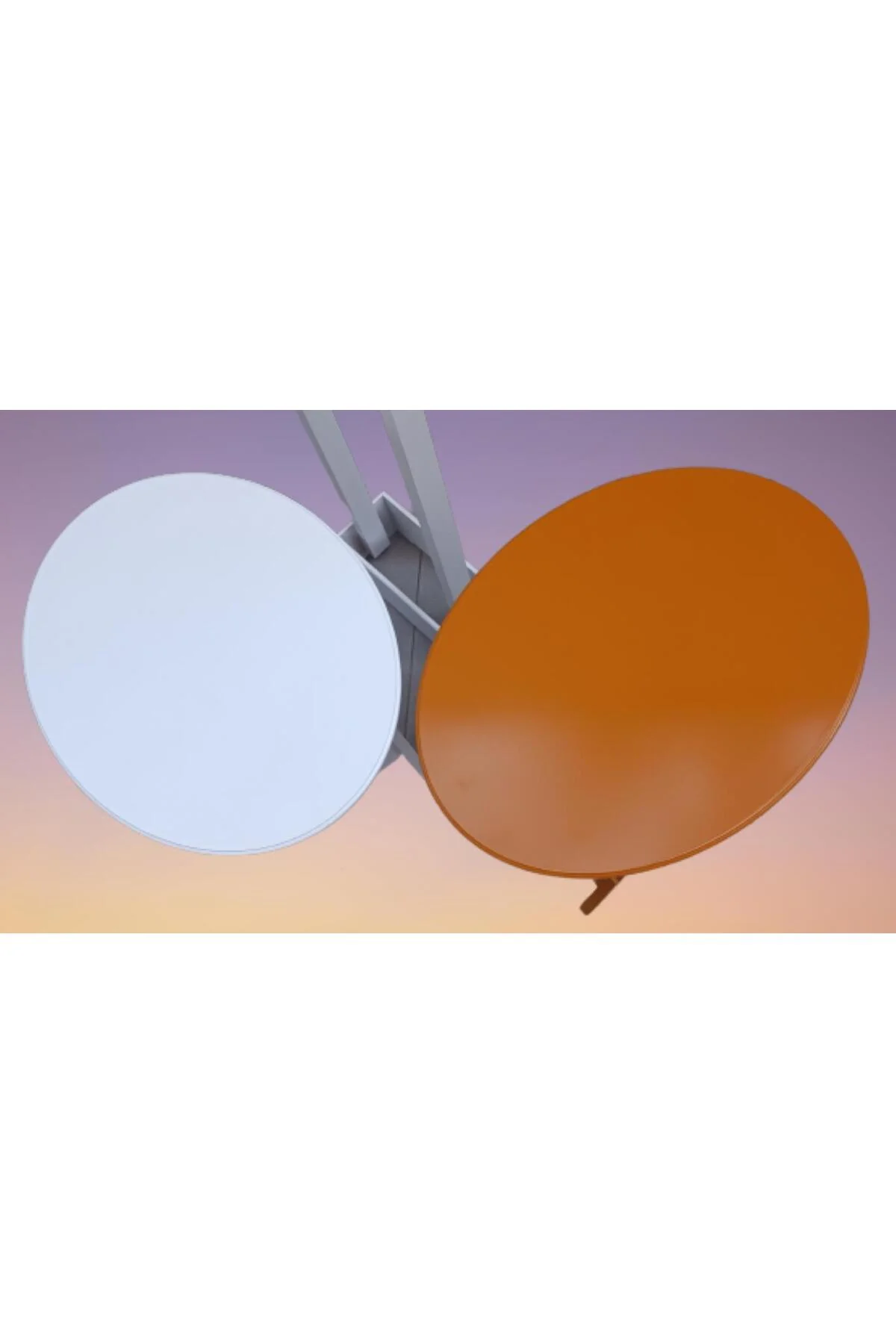 Zigon Çanta 90119 Sehpa Oval Model 2ili Takım Mdf Hardal-Beyaz Renk Uyum El Yapım - Görsel 7