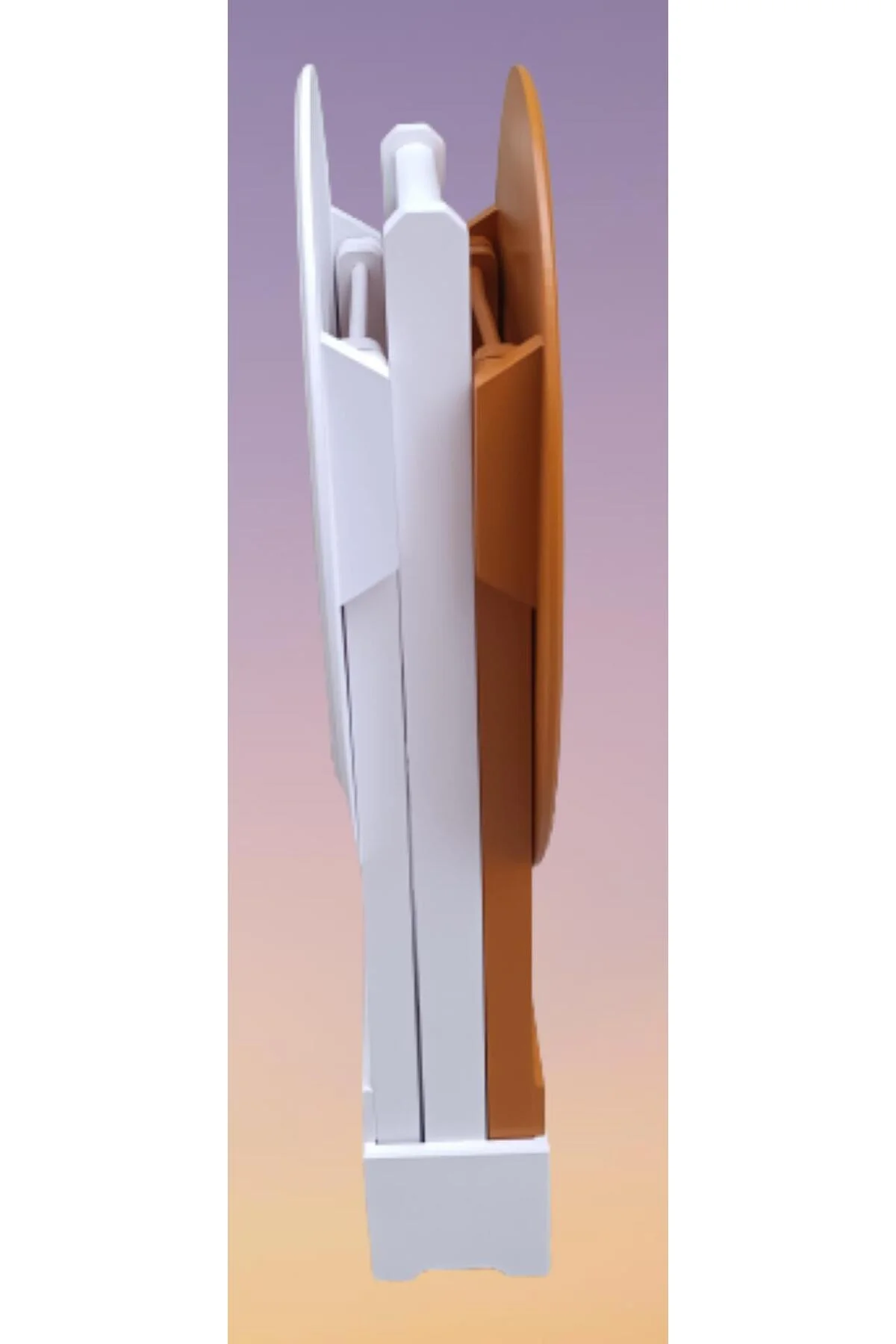 Zigon Çanta 90119 Sehpa Oval Model 2ili Takım Mdf Hardal-Beyaz Renk Uyum El Yapım - Görsel 4