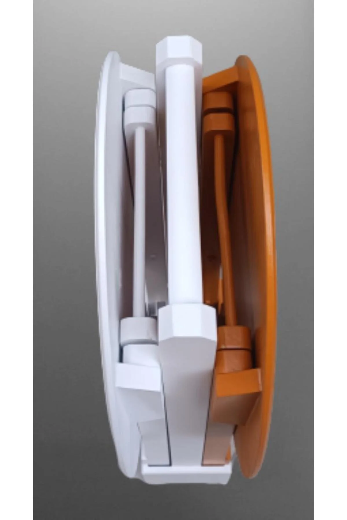 Zigon Çanta 90119 Sehpa Oval Model 2ili Takım Mdf Hardal-Beyaz Renk Uyum El Yapım - Görsel 3