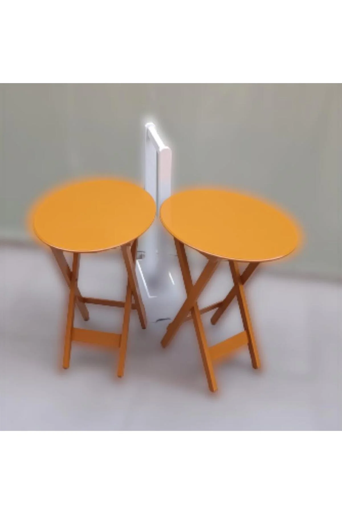 Zigon Çanta 90120 Sehpa Oval Model İkili Takım Mdf Hardal Renk Uyumu El Yapımı - Görsel 4