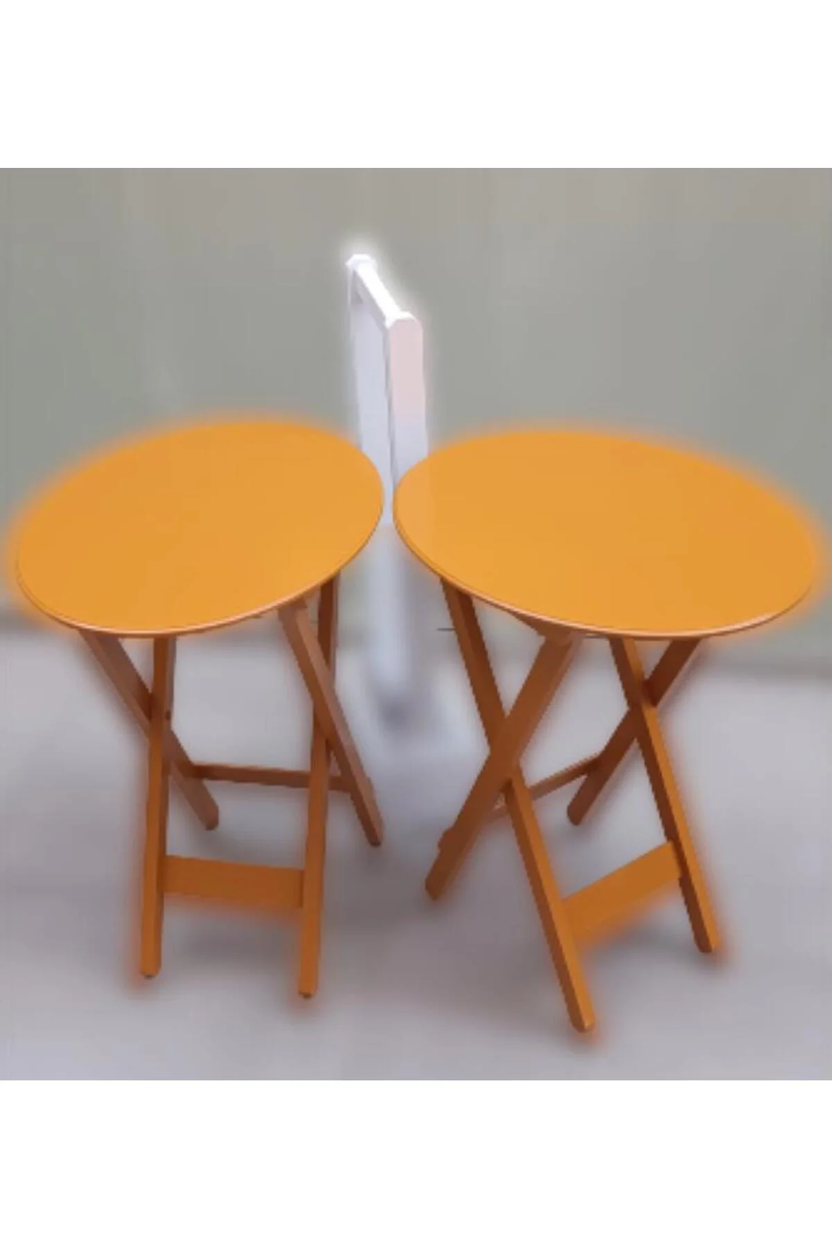 Zigon Çanta 90120 Sehpa Oval Model İkili Takım Mdf Hardal Renk Uyumu El Yapımı - Görsel 6