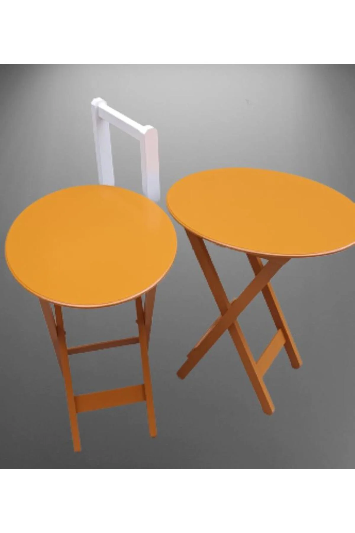 Zigon Çanta 90120 Sehpa Oval Model İkili Takım Mdf Hardal Renk Uyumu El Yapımı - Görsel 7