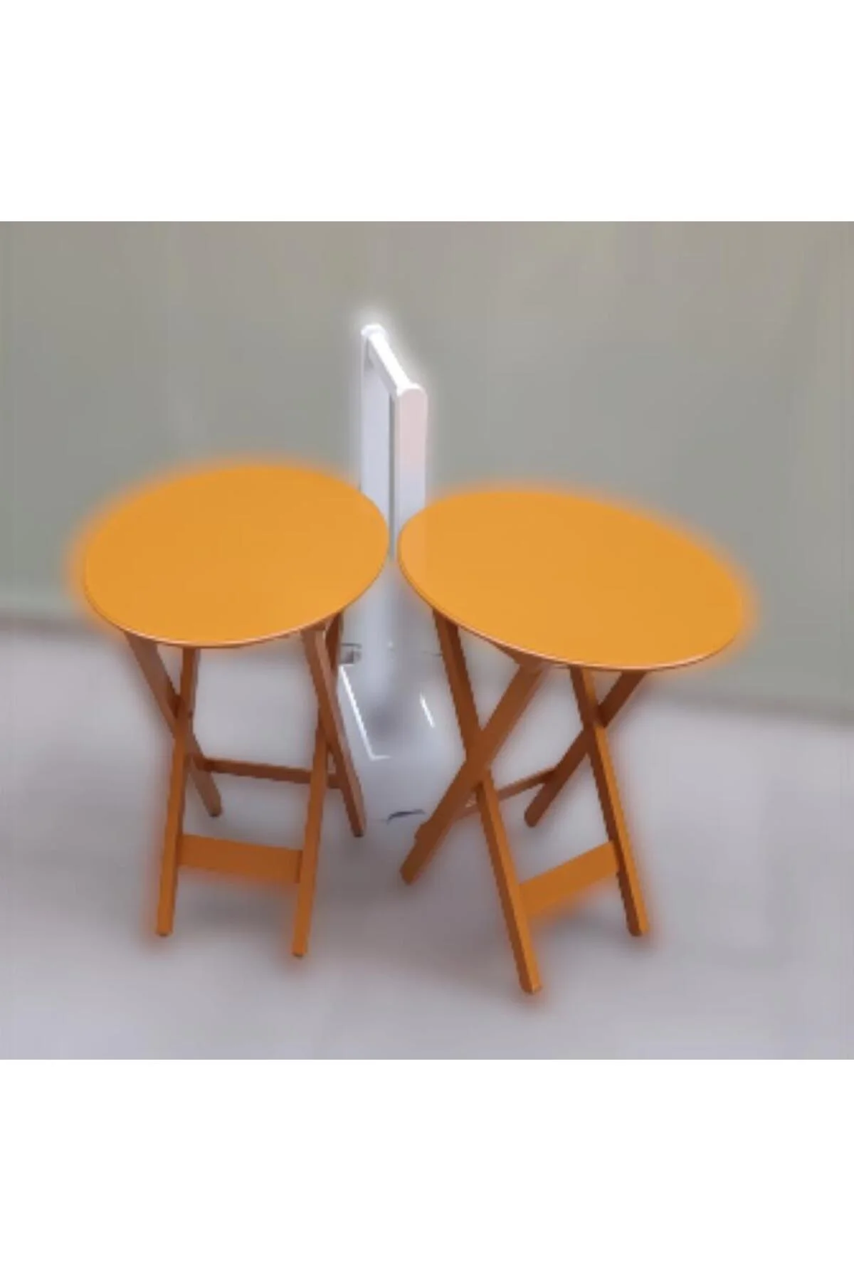 Zigon Çanta 90120 Sehpa Oval Model İkili Takım Mdf Hardal Renk Uyumu El Yapımı - Görsel 5