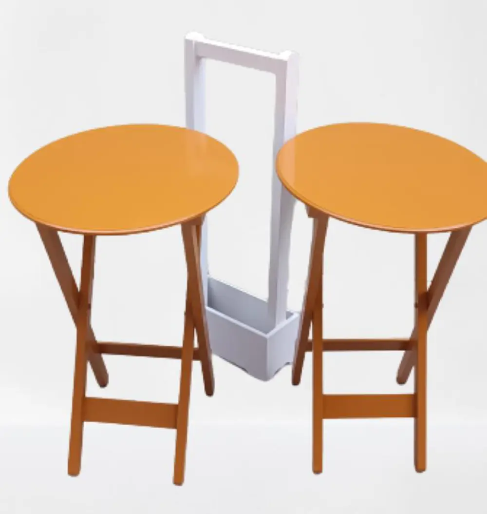 Zigon Çanta 90120 Sehpa Oval Model İkili Takım Mdf Hardal Renk Uy