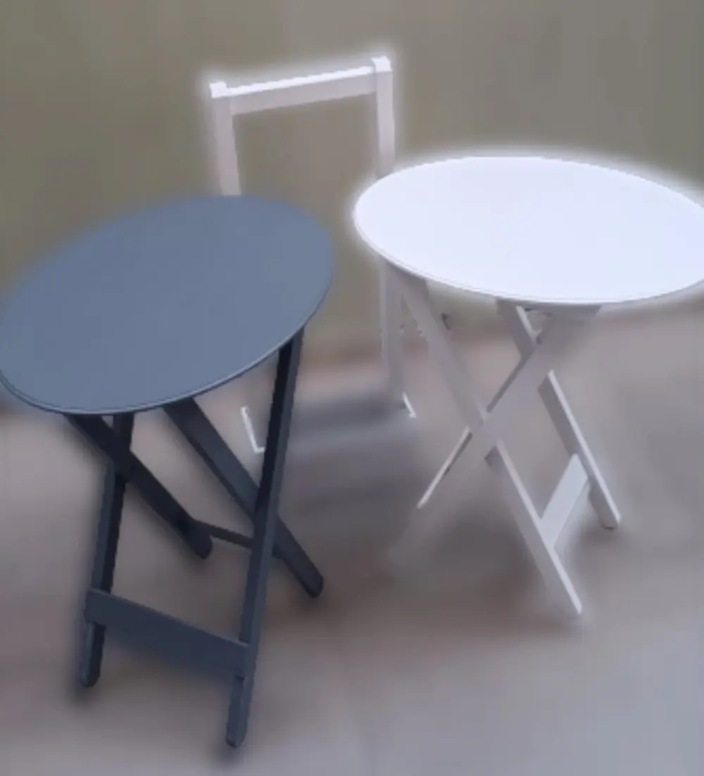 Zigon Çanta 90121 Sehpa Oval Model İkili Takım Mdf Gri-Beyaz Renk