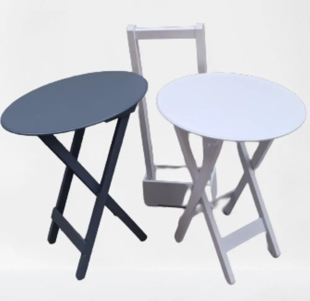 Zigon Çanta 90121 Sehpa Oval Model İkili Takım Mdf Gri-Beyaz Renk