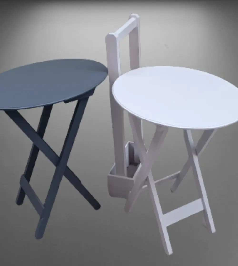 Zigon Çanta 90121 Sehpa Oval Model İkili Takım Mdf Gri-Beyaz Renk