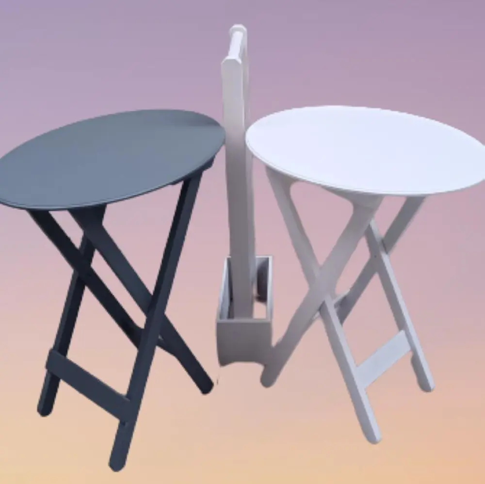 Zigon Çanta 90121 Sehpa Oval Model İkili Takım Mdf Gri-Beyaz Renk