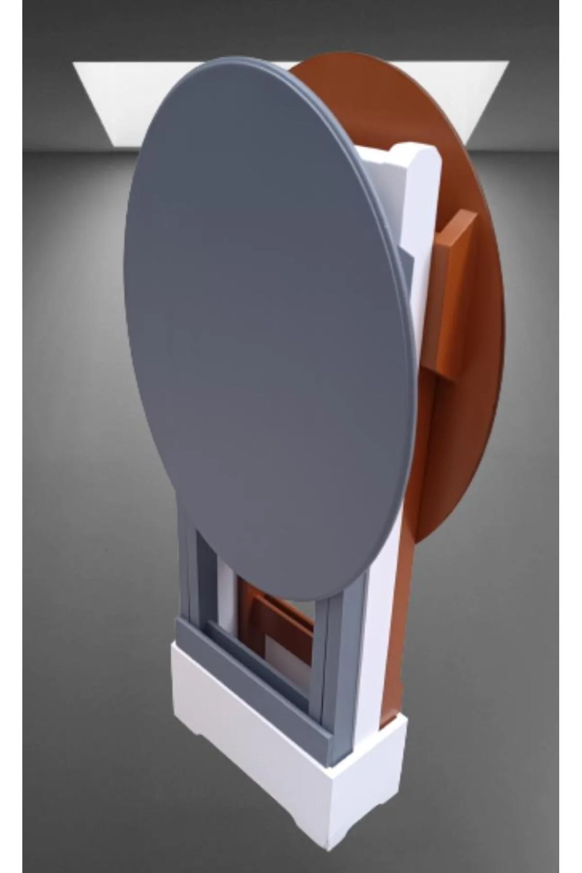 Zigon Çanta 90123 Sehpa Oval Model İkili Takım Mdf Gri-Ceviz Renk Uyum El Yapım - Görsel 6