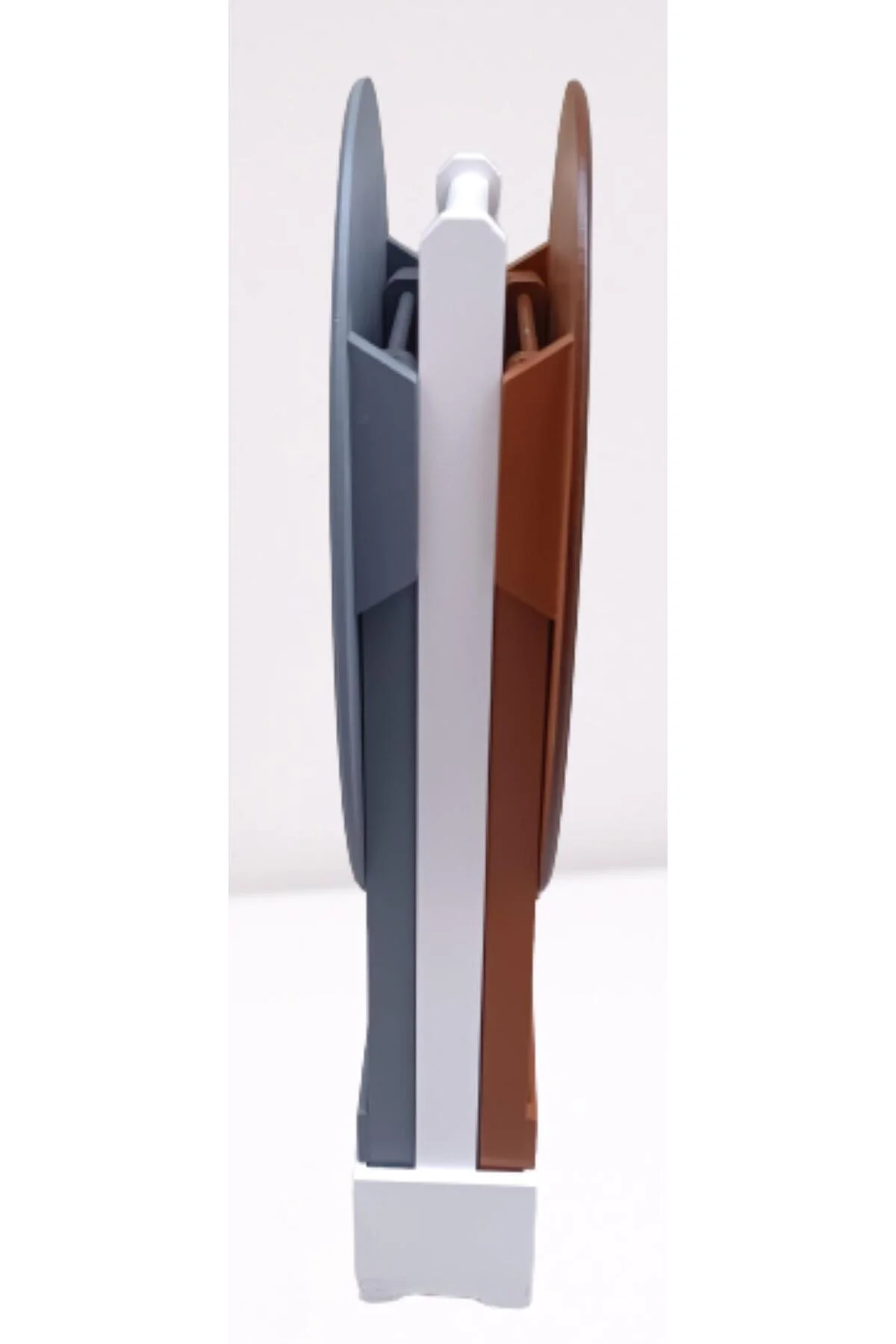 Zigon Çanta 90123 Sehpa Oval Model İkili Takım Mdf Gri-Ceviz Renk Uyum El Yapım - Görsel 4