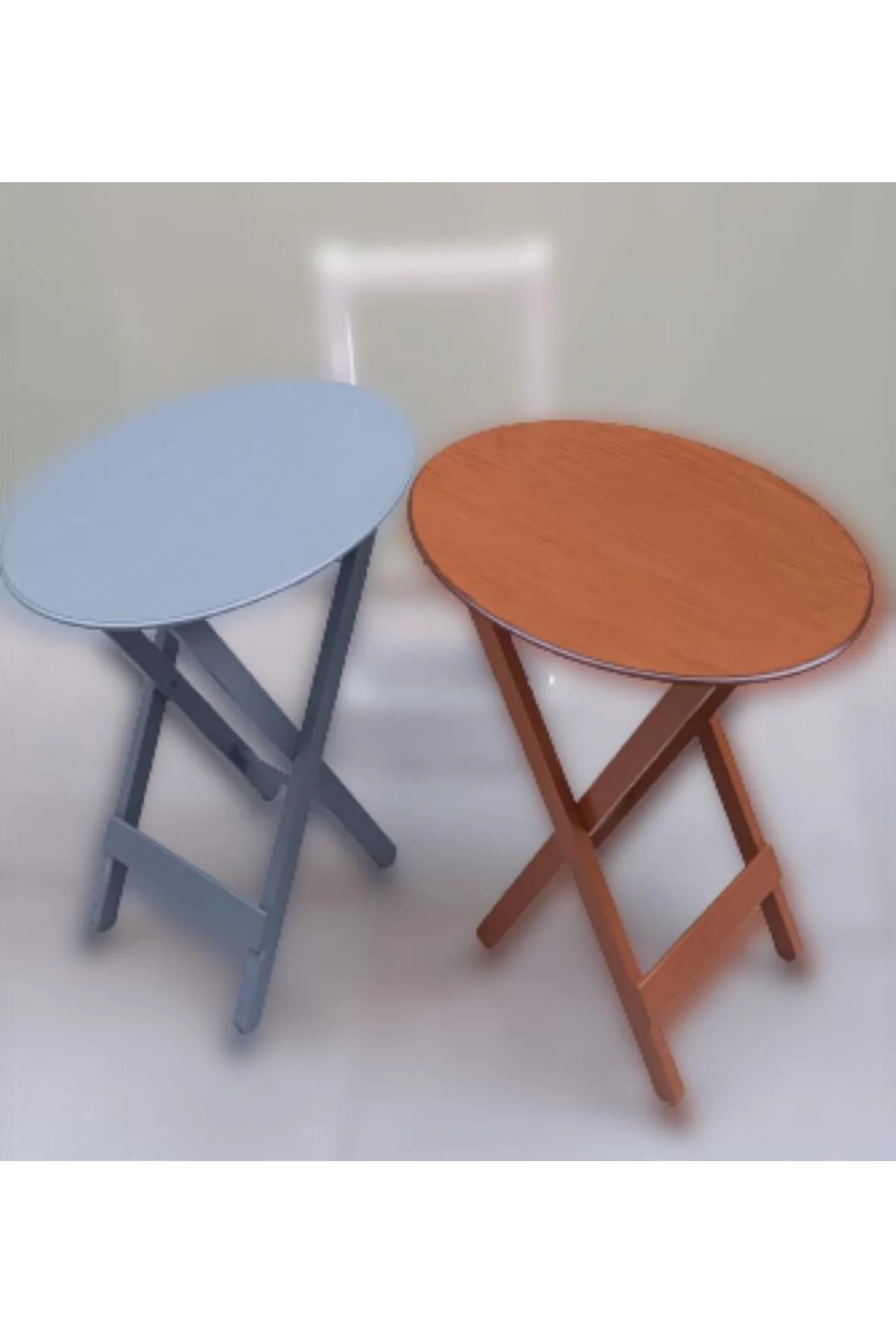 Zigon Çanta 90123 Sehpa Oval Model İkili Takım Mdf Gri-Ceviz Renk Uyum El Yapım - Görsel 8