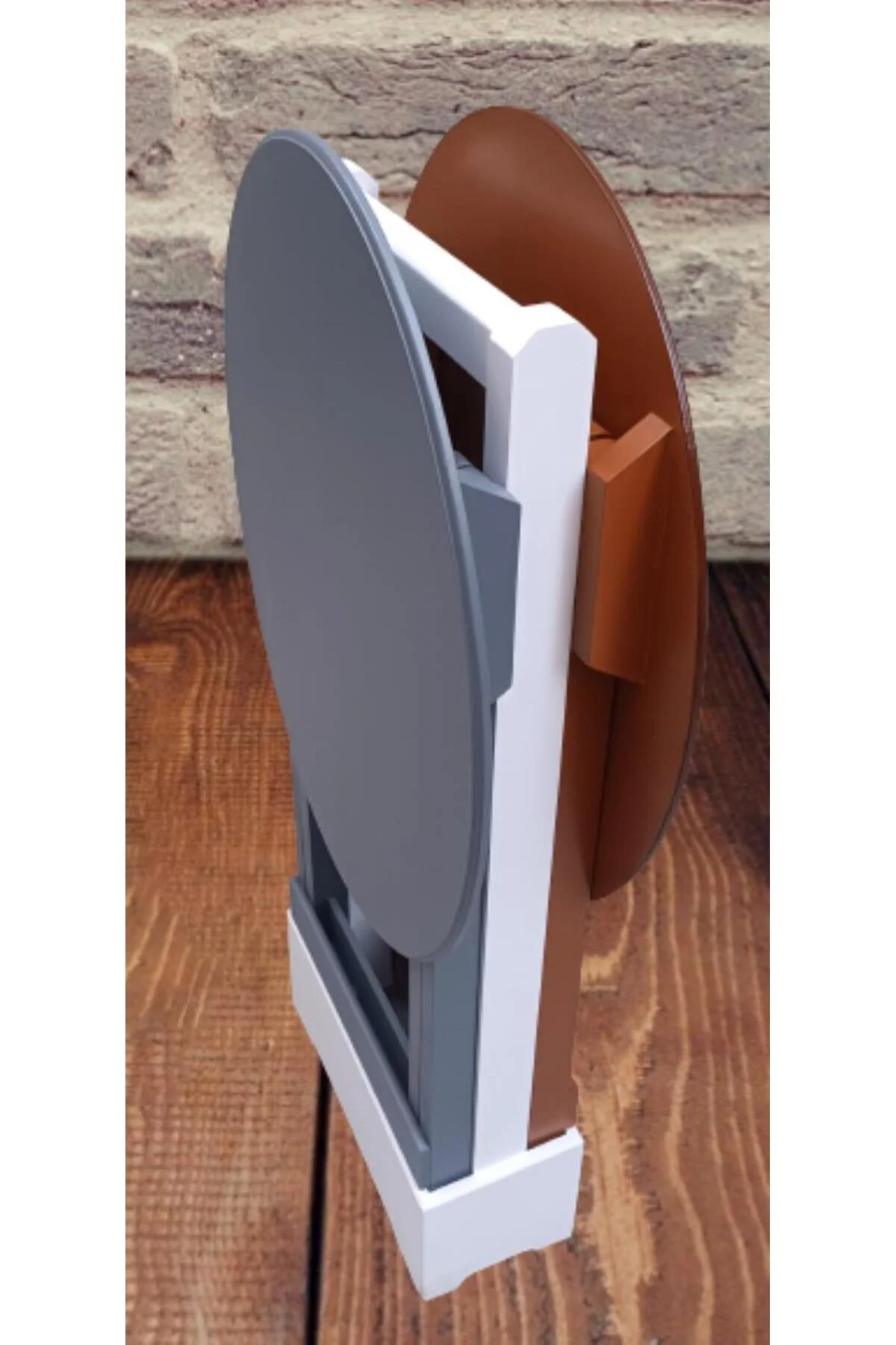 Zigon Çanta 90123 Sehpa Oval Model İkili Takım Mdf Gri-Ceviz Renk Uyum El Yapım - Görsel 5