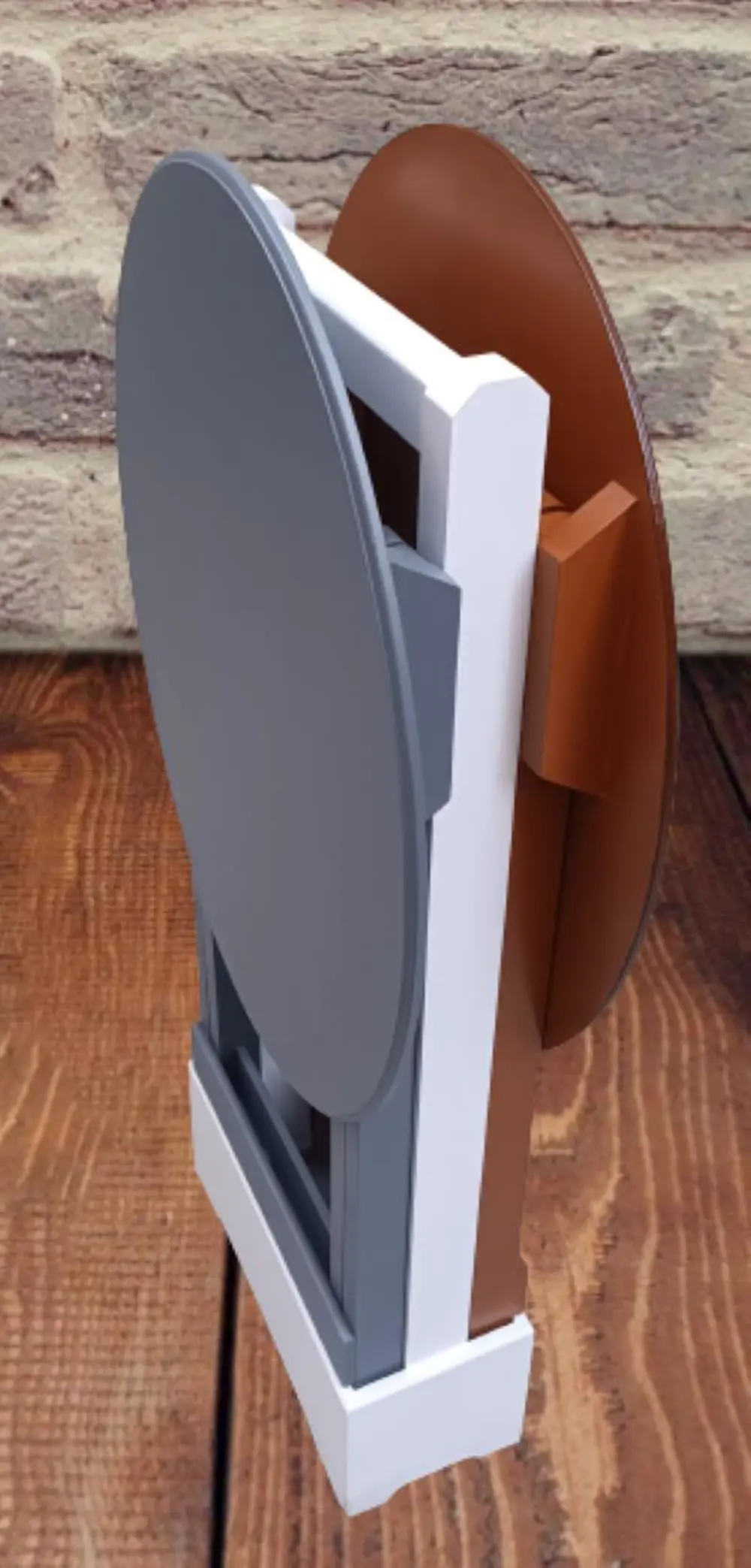 Zigon Çanta 90123 Sehpa Oval Model İkili Takım Mdf  Gri-Ceviz Ren