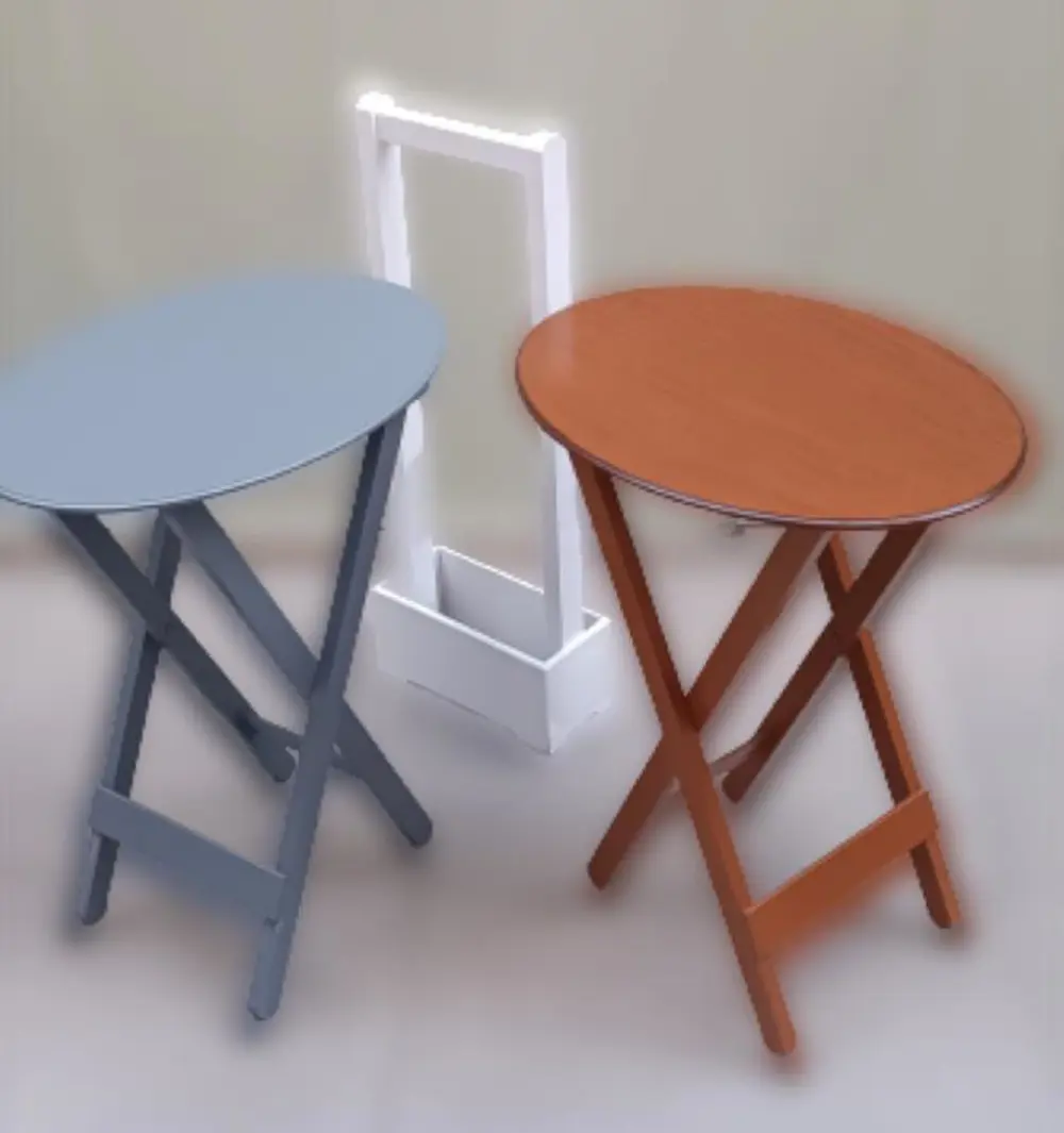 Zigon Çanta 90123 Sehpa Oval Model İkili Takım Mdf  Gri-Ceviz Ren