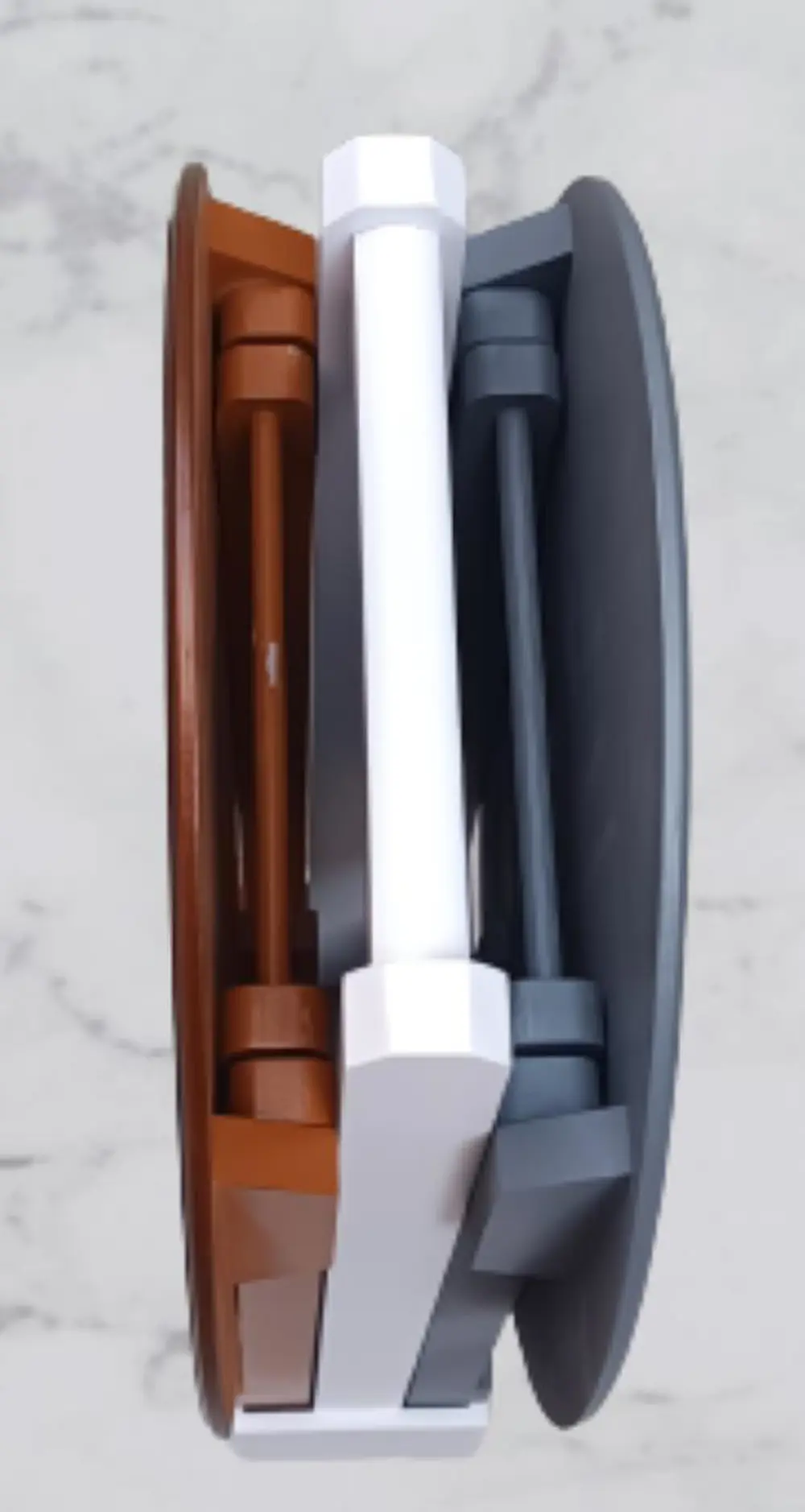 Zigon Çanta 90123 Sehpa Oval Model İkili Takım Mdf  Gri-Ceviz Ren