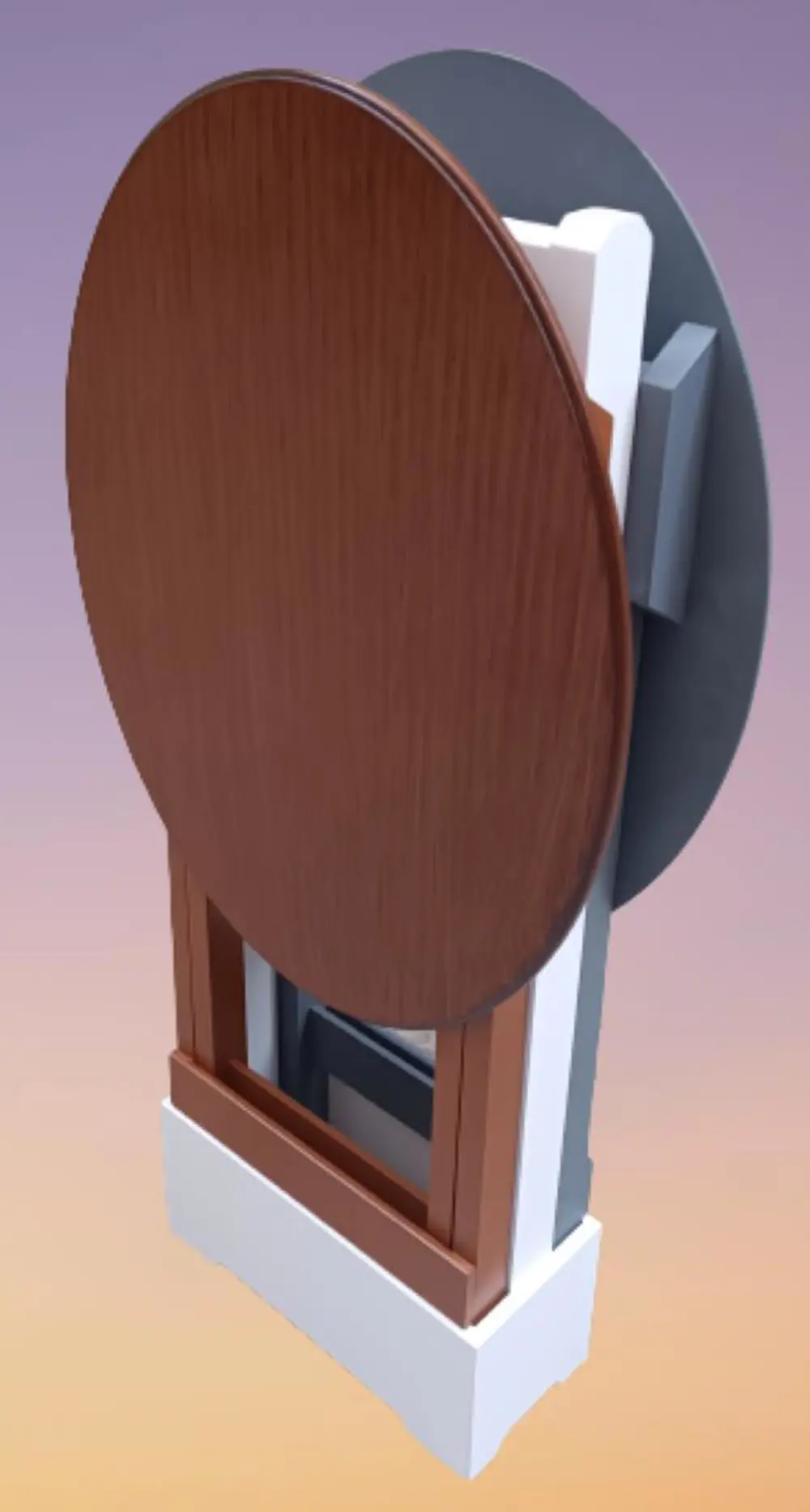 Zigon Çanta 90123 Sehpa Oval Model İkili Takım Mdf  Gri-Ceviz Ren