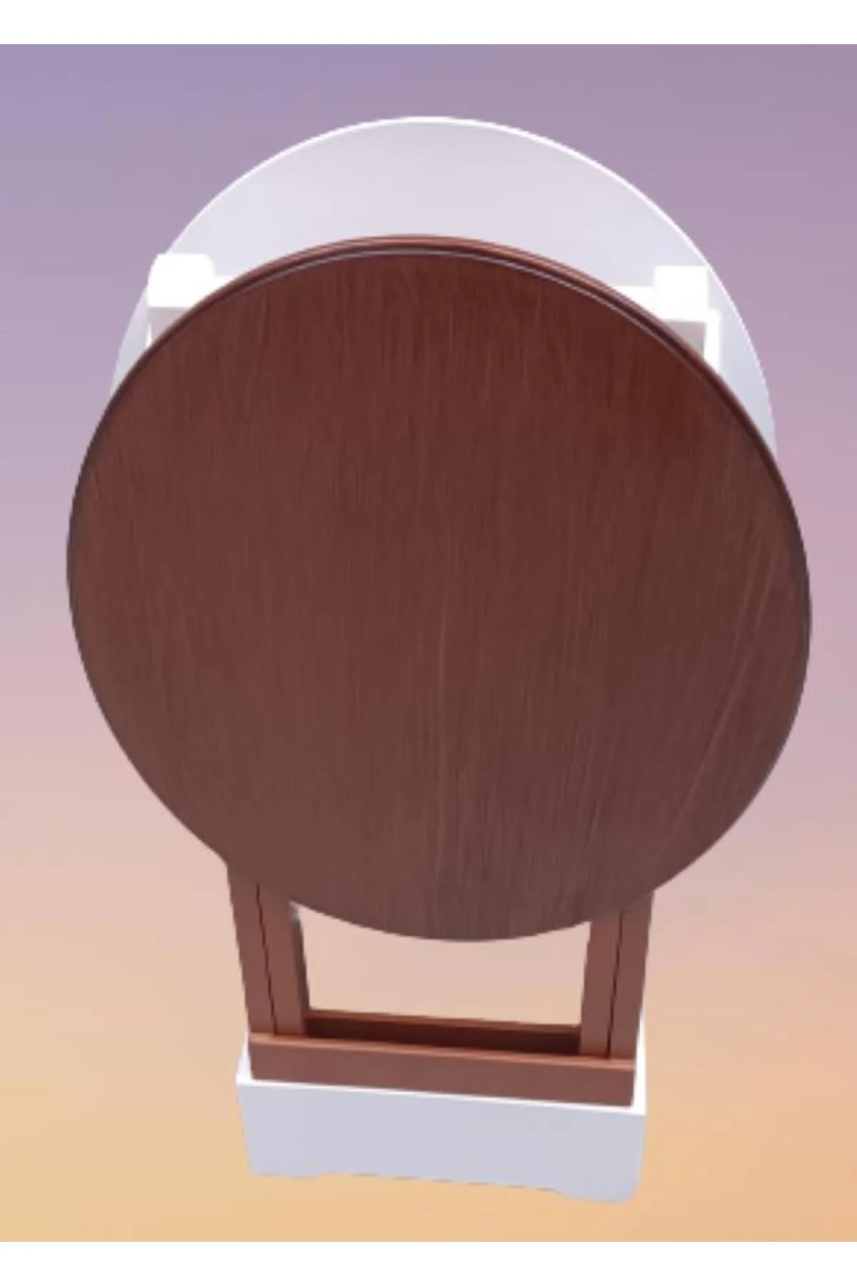 Zigon Çanta 90125 Sehpa Oval Model İkili Takım Mdf Ceviz-Beyaz Renk Uyum El Yapım - Görsel 3