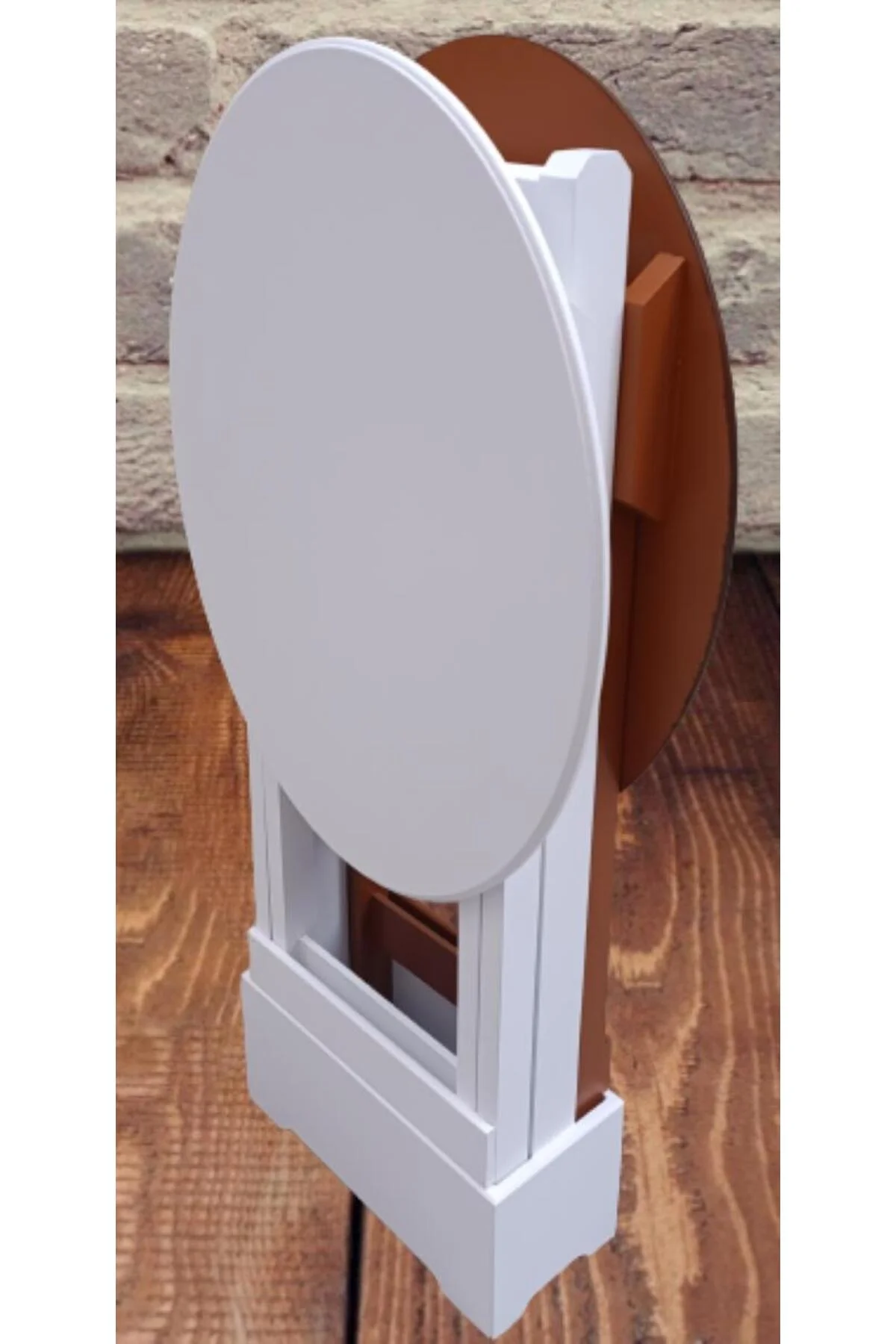 Zigon Çanta 90125 Sehpa Oval Model İkili Takım Mdf Ceviz-Beyaz Renk Uyum El Yapım - Görsel 5