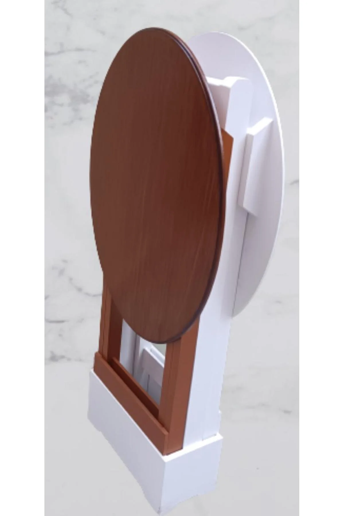 Zigon Çanta 90125 Sehpa Oval Model İkili Takım Mdf Ceviz-Beyaz Renk Uyum El Yapım - Görsel 2