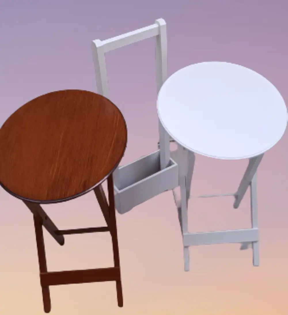 Zigon Çanta 90125 Sehpa Oval Model İkili Takım Mdf Ceviz-Beyaz Re